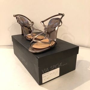 Via Spiga Salena Metallic Strappy Heels